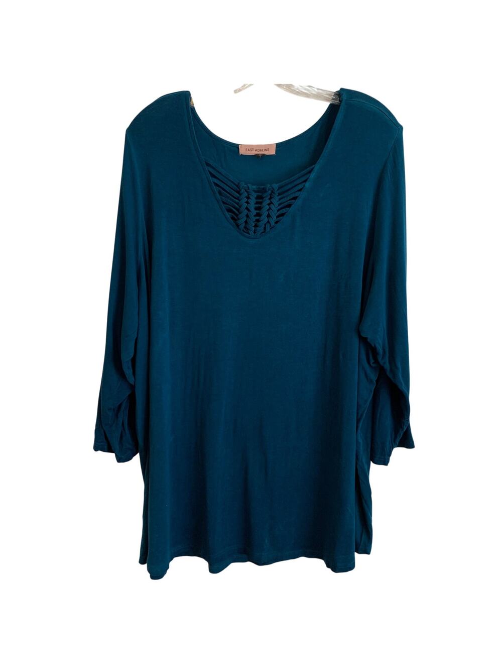 East Adeline Womens 2X Dark Teal 3/4 Sleeve Tunic Top Flowy Indie 3/4 Sleeve Top